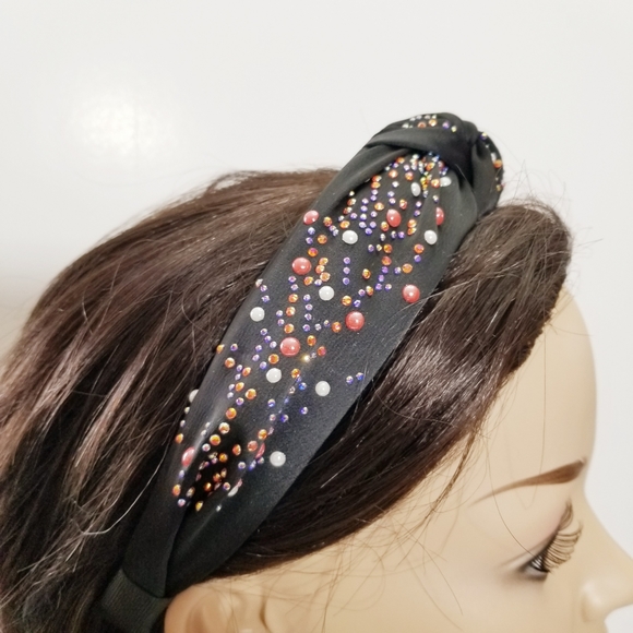 Women's Beaded Headband. Black. New - Picture 3 of 7